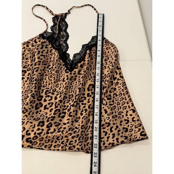 In Bloom By Jonquil Women Satin Pajama Tank Top Plus Size 2X Brown Leopard Print - Picture 8 of 10